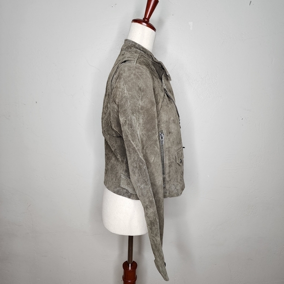 NWT BLANK NYC Belted Suede Moto Jacket Olive Size Medium - Picture 7 of 15